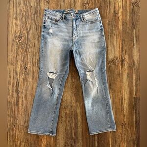 Seven7 Jean Capris Womens 12 High Rise Distressed Affirmation Blue MY10060AF